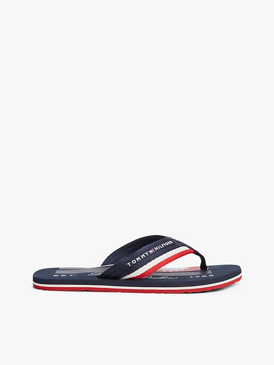 Stripe Webbing Strap Flip-Flops