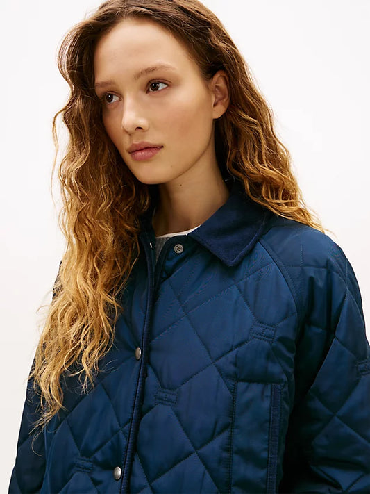 Flag Quilted Padded Oversized Longline Coat