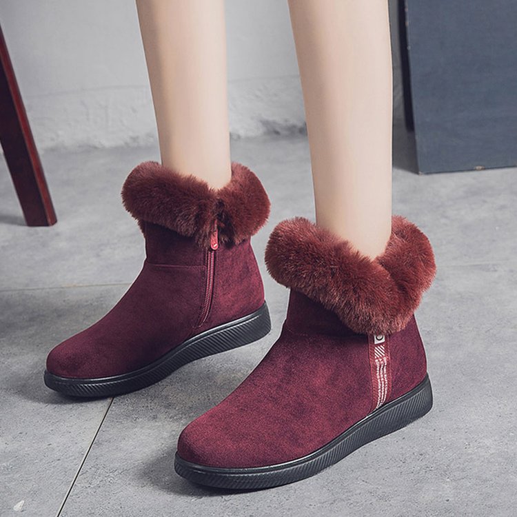 Damen Plüsch-Skistiefel mit seitlichem Reißverschluss