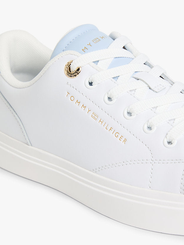 Leather Metallic Logo Cupsole Trainers