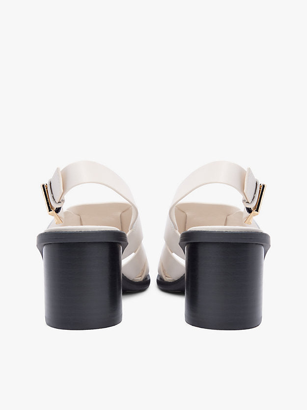 Leather Crest Block Heel Sandals