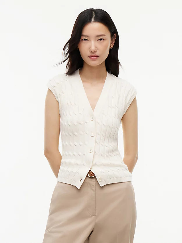 Cable Knit Slim Cap Sleeve Cardigan