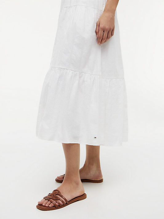 Self-Tie Strap Smock Midi Dress