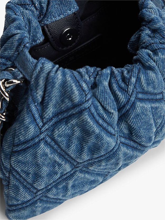 Quilted Denim Monogram Crossbody Bag