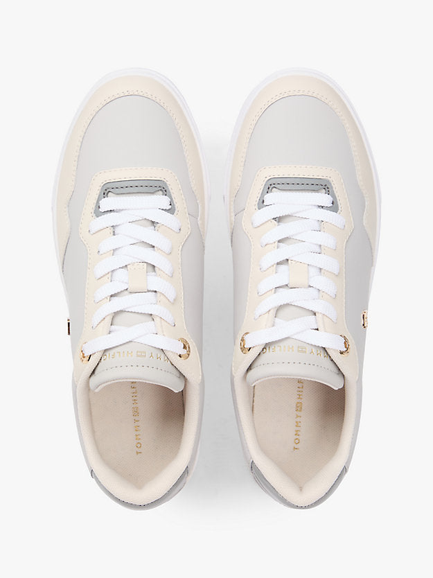 Leather Mixed Texture Cupsole Trainers