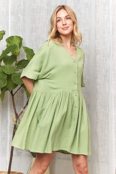 ADORA V-Ausschnitt Halbarmkleid mit Taschen