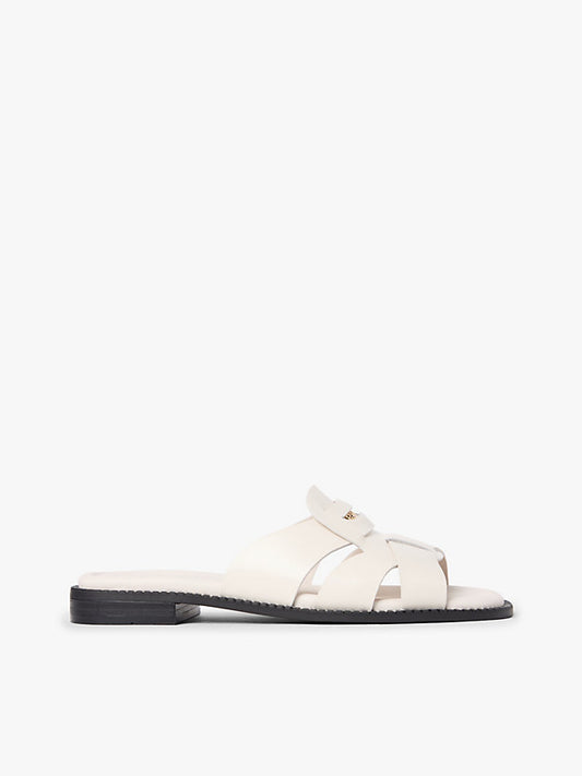 Leather Crest Square Toe Sandals