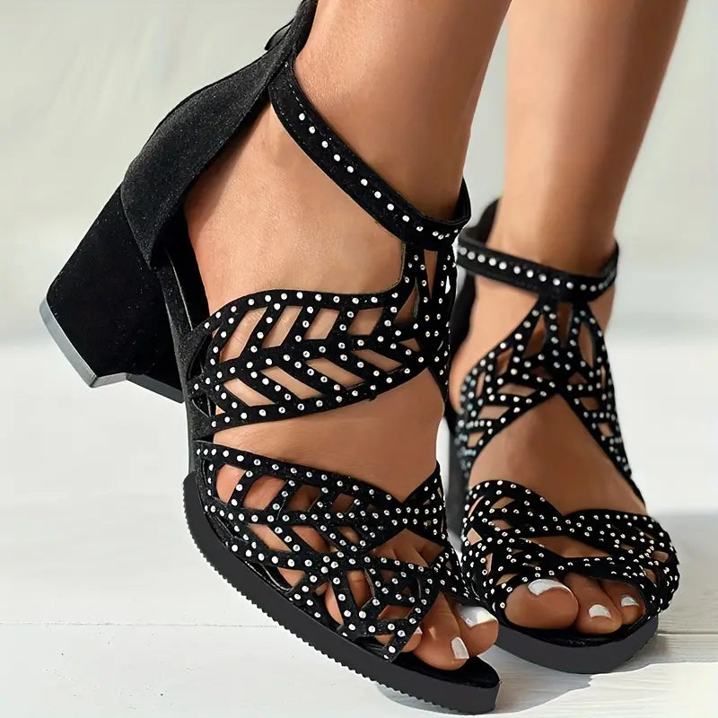 🔥2024 FLASH SALE 50% RABATT🔥Damen-Fashion-Sandalen mit klobigem Absatz und Cut-Outs