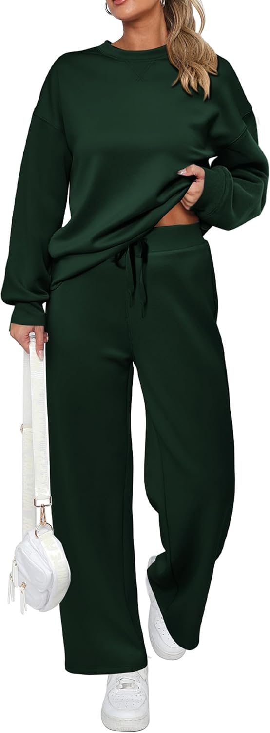 Ensemble décontracté deux pièces en coton pour femme : sweat-shirt oversize demi-zippé et pantalon de survêtement large
