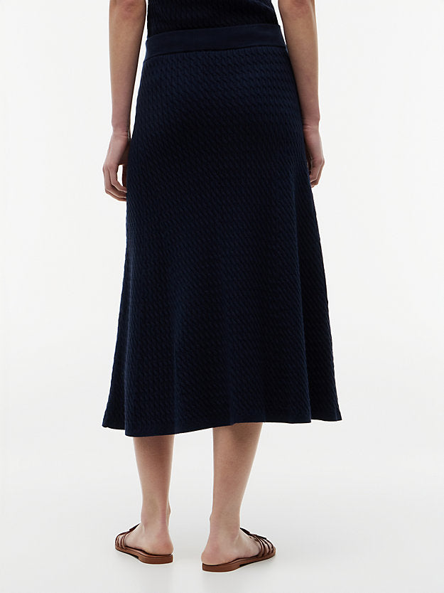 Cable Knit Relaxed A-Line Midi Skirt