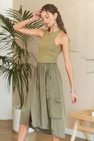 ADORA Ärmelloses gewaschenes Kleid mit Kordelzug