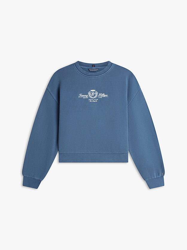 Crest Embroidery Relaxed Terry Sweatshirt