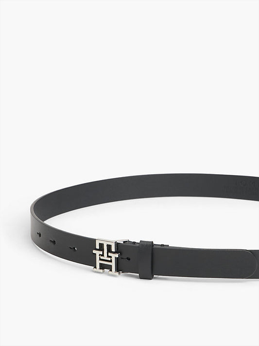 Emblem Plaque Leather Belt