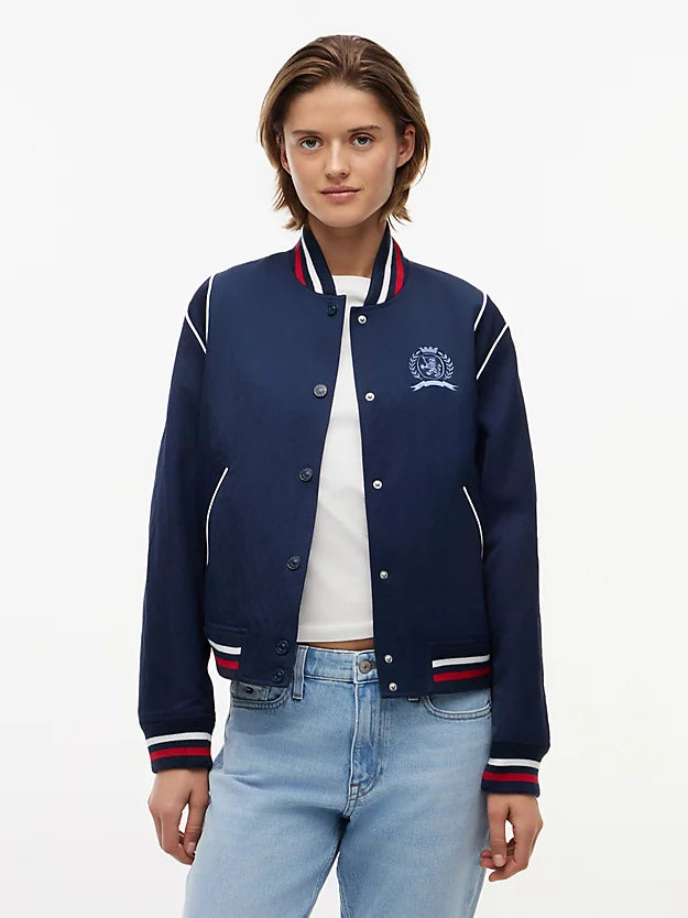Crest Embroidery Varsity Jacket