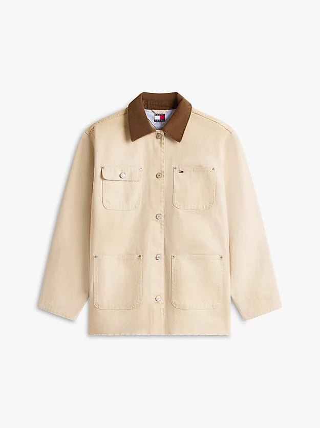 Distressed Canvas Oversized Chore Jacket