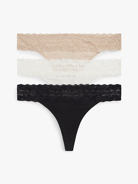 3-Pack Ditsy Lace Tanga Thong