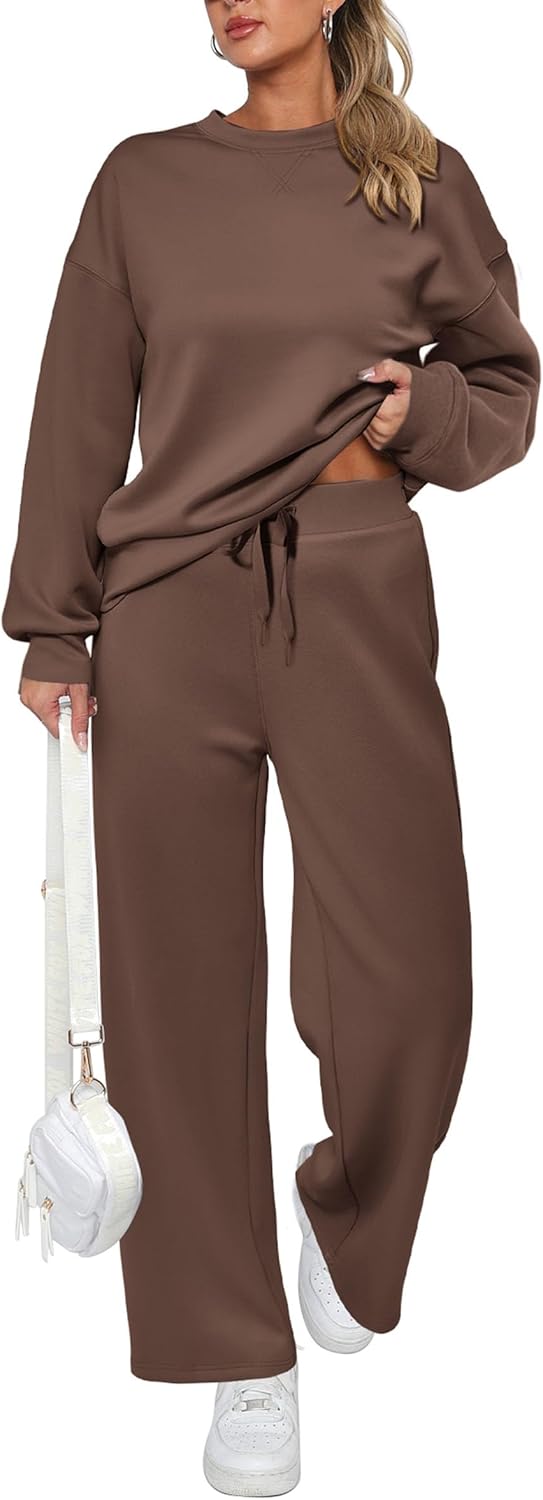 Ensemble décontracté deux pièces en coton pour femme : sweat-shirt oversize demi-zippé et pantalon de survêtement large