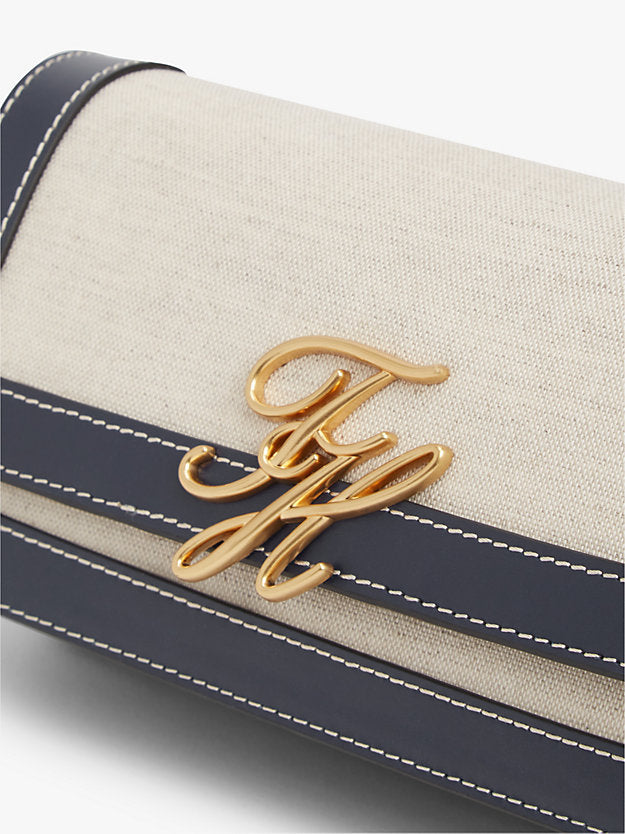 Canvas Leather Trim Crossbody Bag
