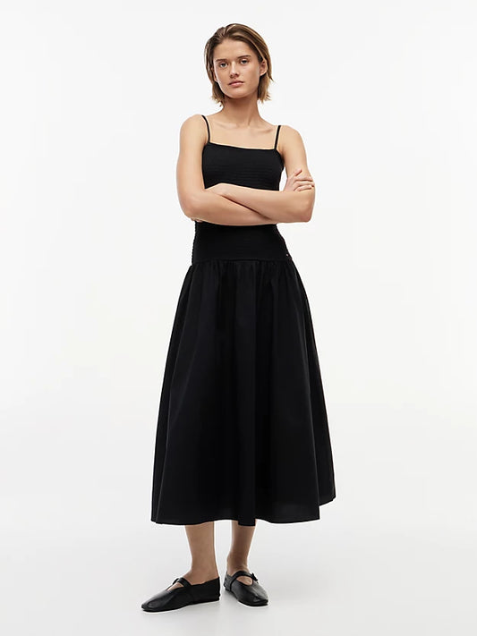 Smock Strap Maxi Fit And Flare Dress