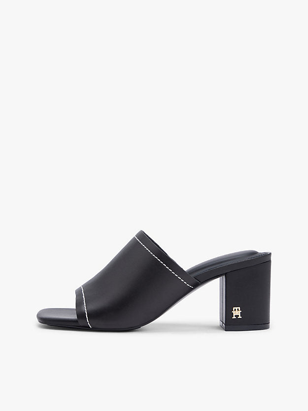 Monogram Leather Block Heel Mules