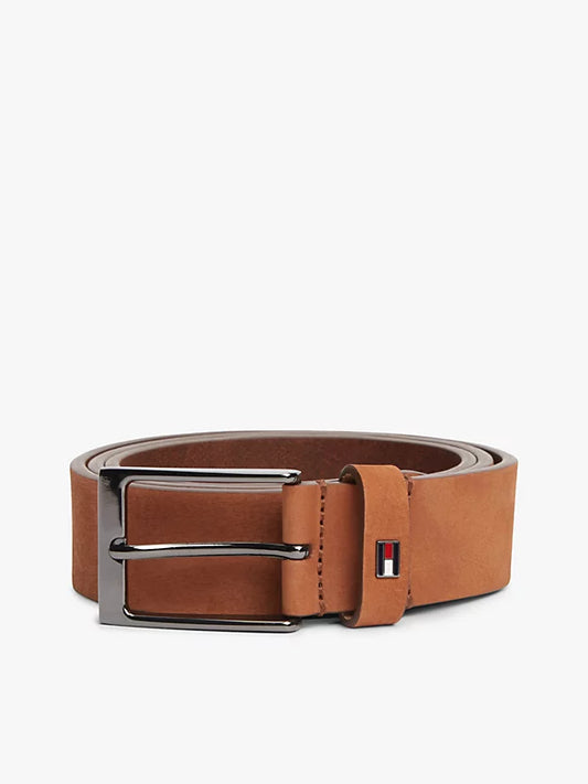 Enamel Flag Rectangular Buckle Leather Belt