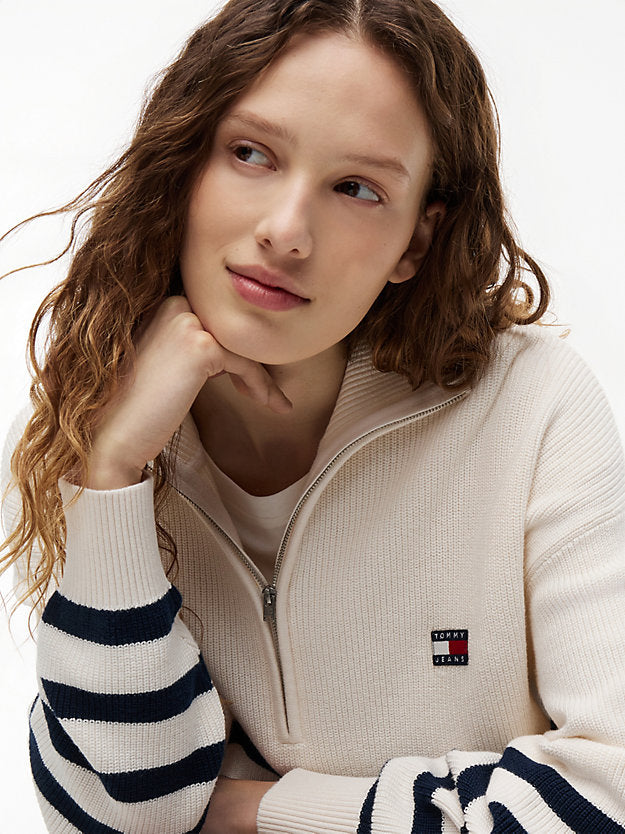 Badge Stripe Quarter-Zip Jumper