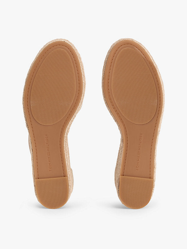 Metallic Leather Crossover Strap Wedge Espadrilles