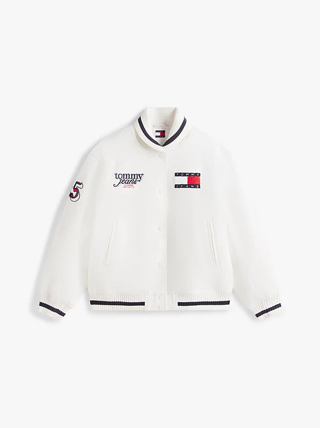 Canvas Back Logo Oversized Varsity Jacket