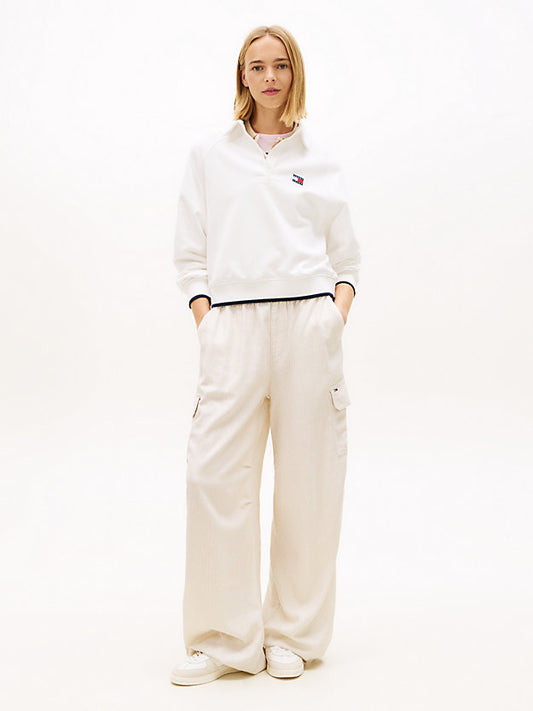 Linen Blend Wide Leg Cargo Trousers