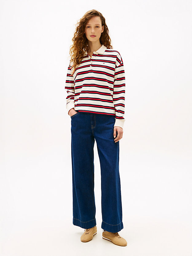 1985 Relaxed Fit Stripe Long Sleeve Polo Shirt