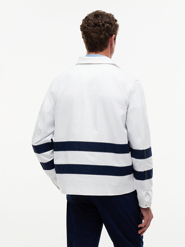 Stripe Flap Pocket Collared Jacket