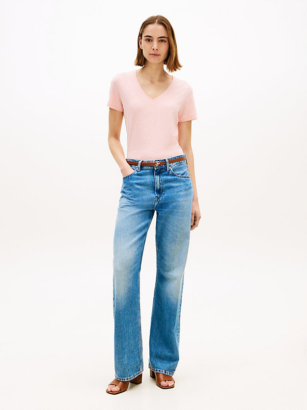 Linen Blend V-Neck T-Shirt