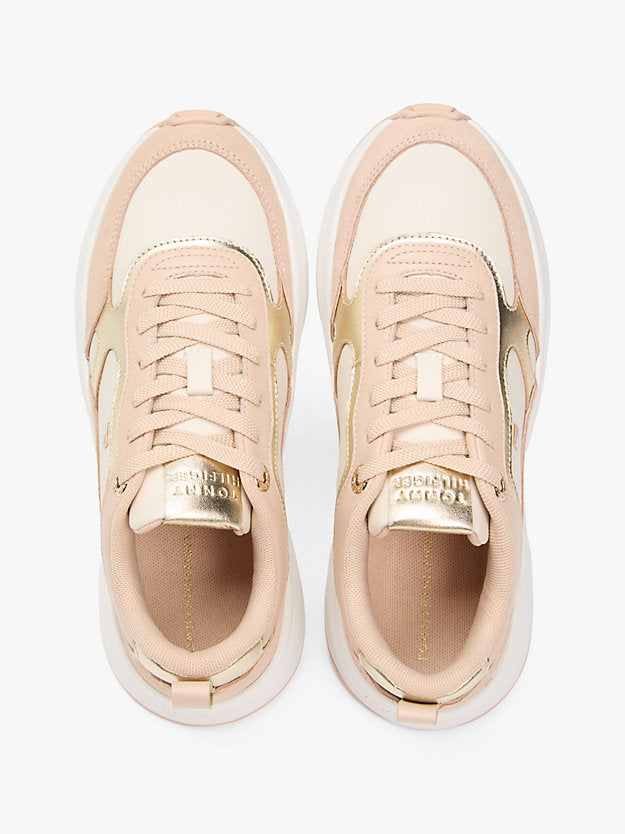 Metallic Leather Chunky Trainers