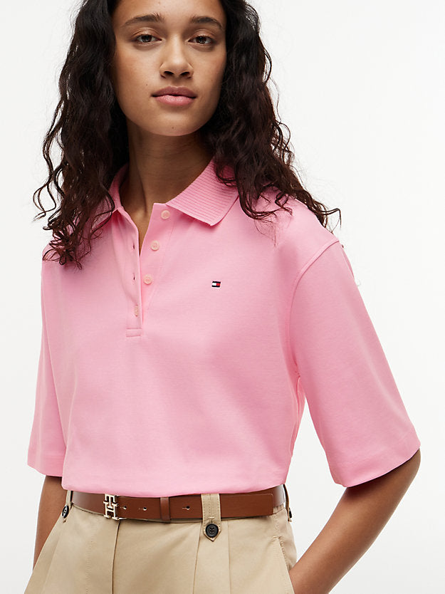 Relaxed Fit Interlock Knit Polo Shirt