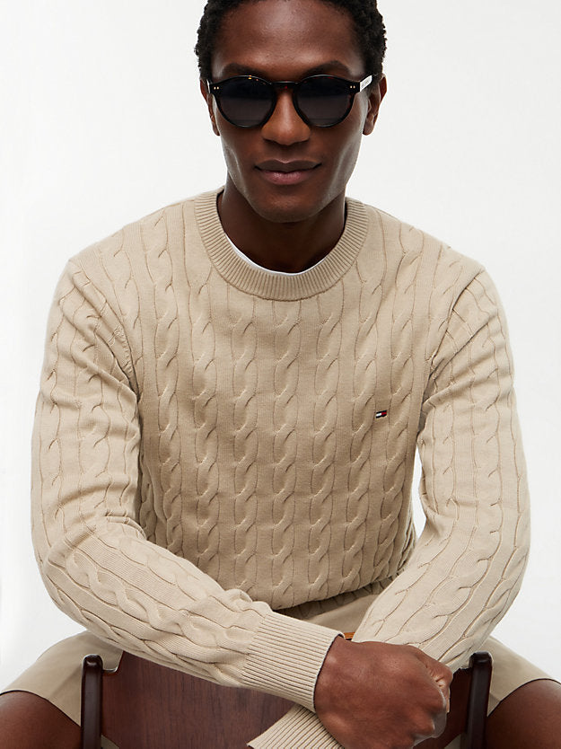 Flag Embroidery Cable Knit Jumper