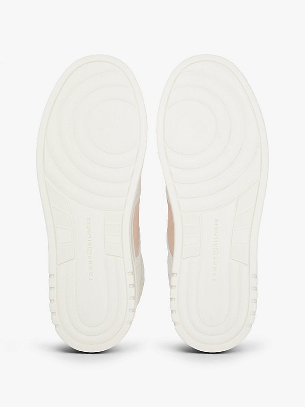 Leather Mixed Texture Cupsole Trainers