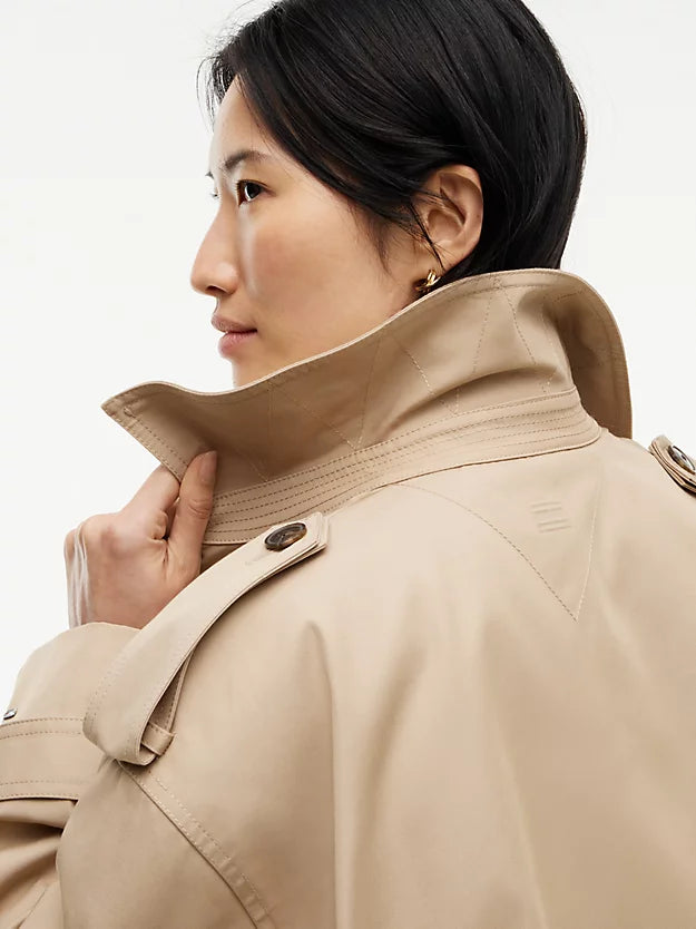 Water Repellent Relaxed Short Trench Coat