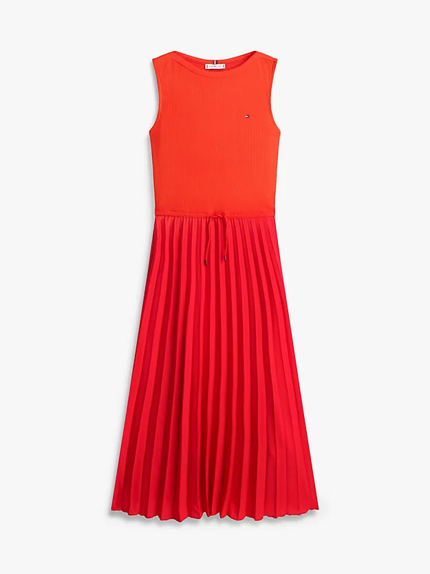 Pleated Sleeveless Slim Midi Dress