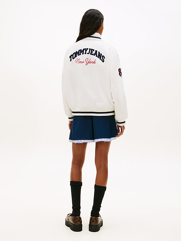 Canvas Back Logo Oversized Varsity Jacket