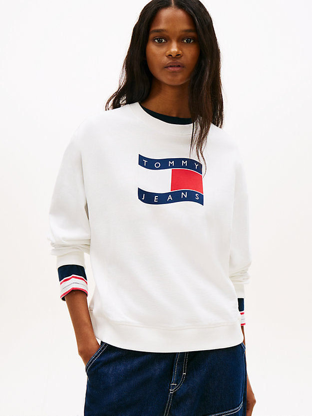 Wavy Flag Sueded Terry Boxy Sweatshirt