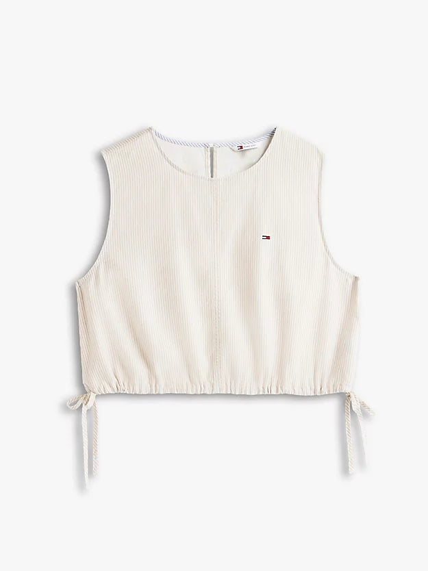 Side Tie Linen Blend Sleeveless Blouse