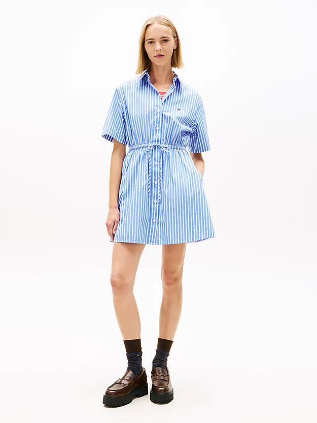 Stripe Relaxed Poplin Mini Shirt Dress