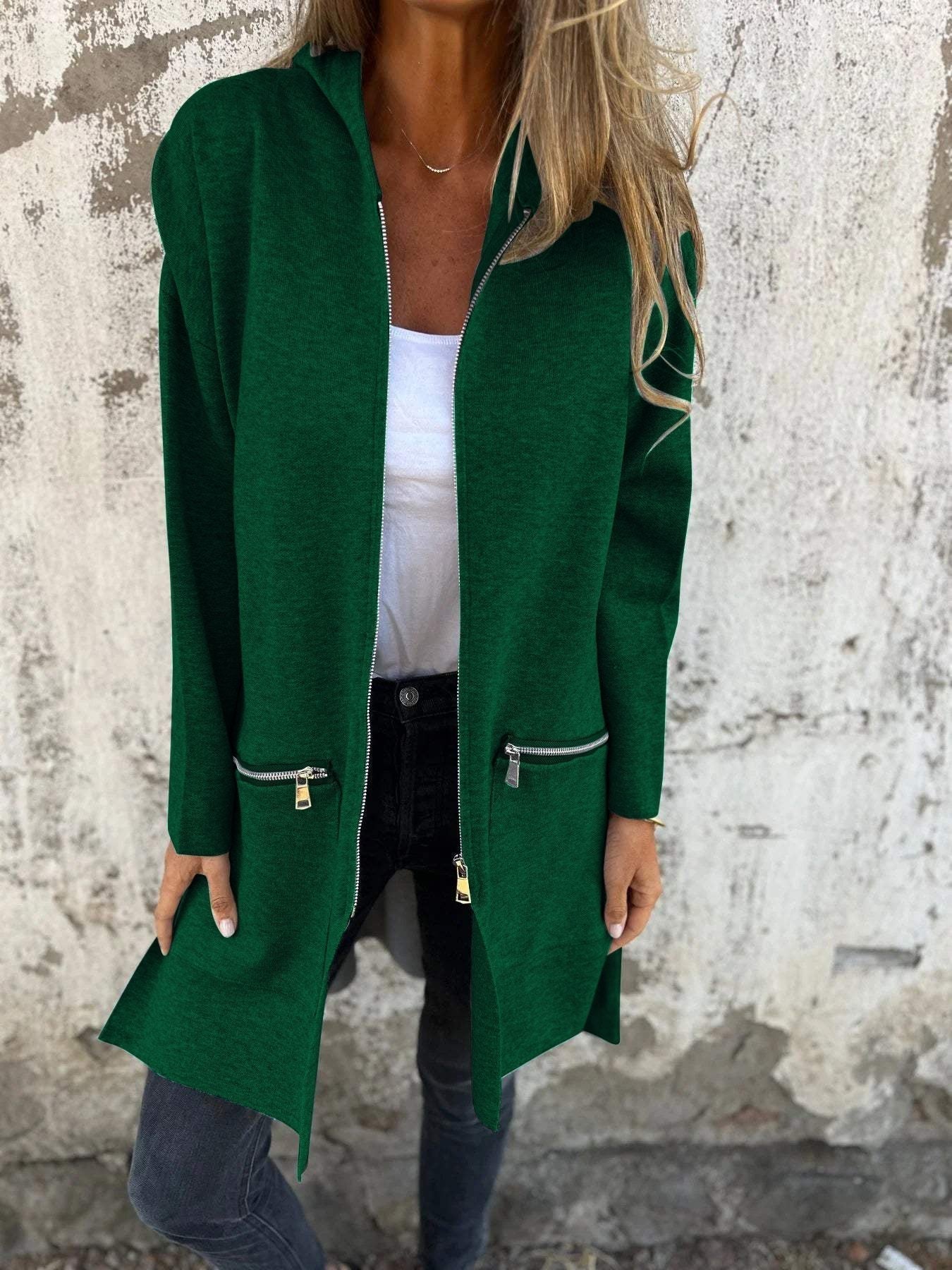 RÄUMUNGSVERKAUF🔥 Kapuzenjacke mit Reißverschluss und langen Ärmeln