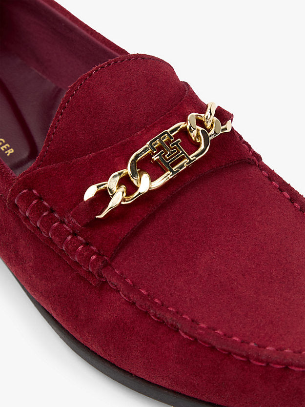 Suede Chain Penny Loafers