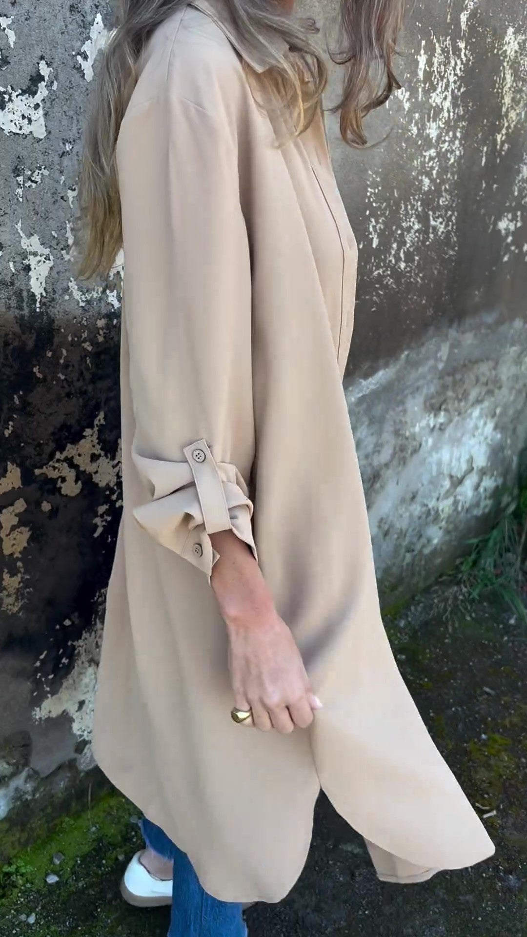 🔥LETZTER TAG 50% RABATT🔥Damen-Freizeit-Hemdjacke mit Revers in Unifarben