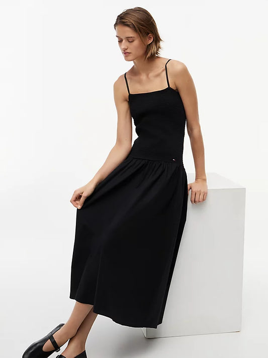 Smock Strap Maxi Fit And Flare Dress
