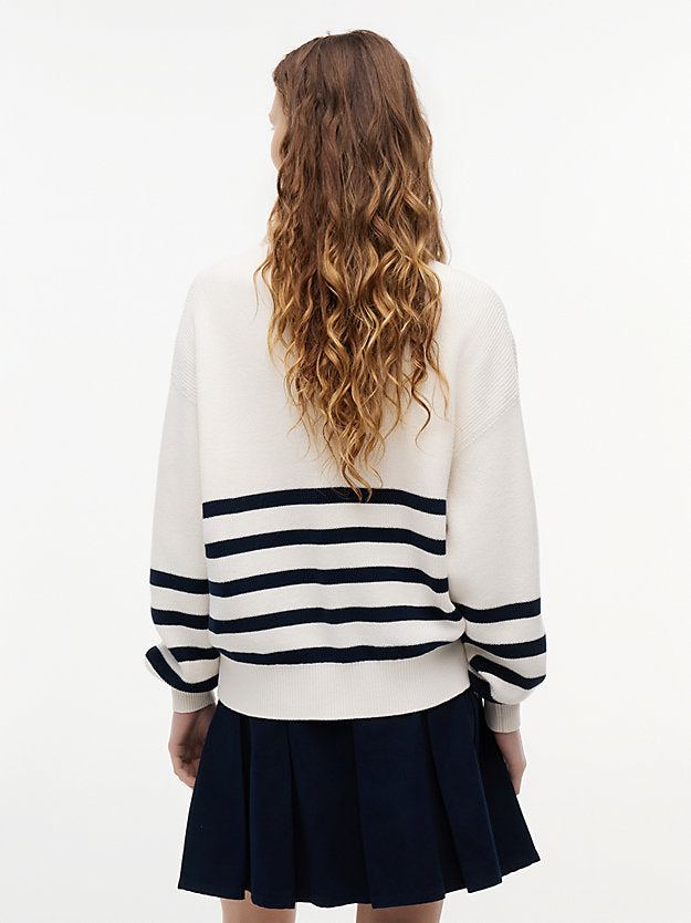 Badge Stripe Quarter-Zip Jumper