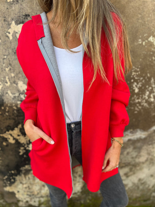 RÄUMUNGSVERKAUF🔥 Rundhals-Reißverschlussjacke mit langen Ärmeln und legerem Schnitt