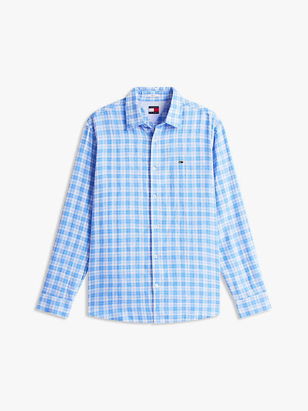 Relaxed Fit Check Linen Blend Shirt