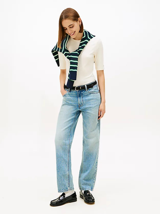 Ribbed Slim Half Sleeve T-Shirt